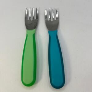 2 Preowned NUK Forks Blue and Green Handles
